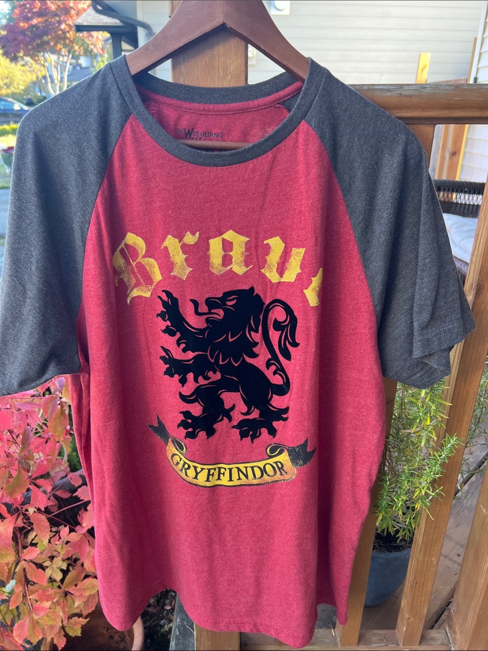 Warner Bros. Gryffindor Raglan Tee in Red and Gray